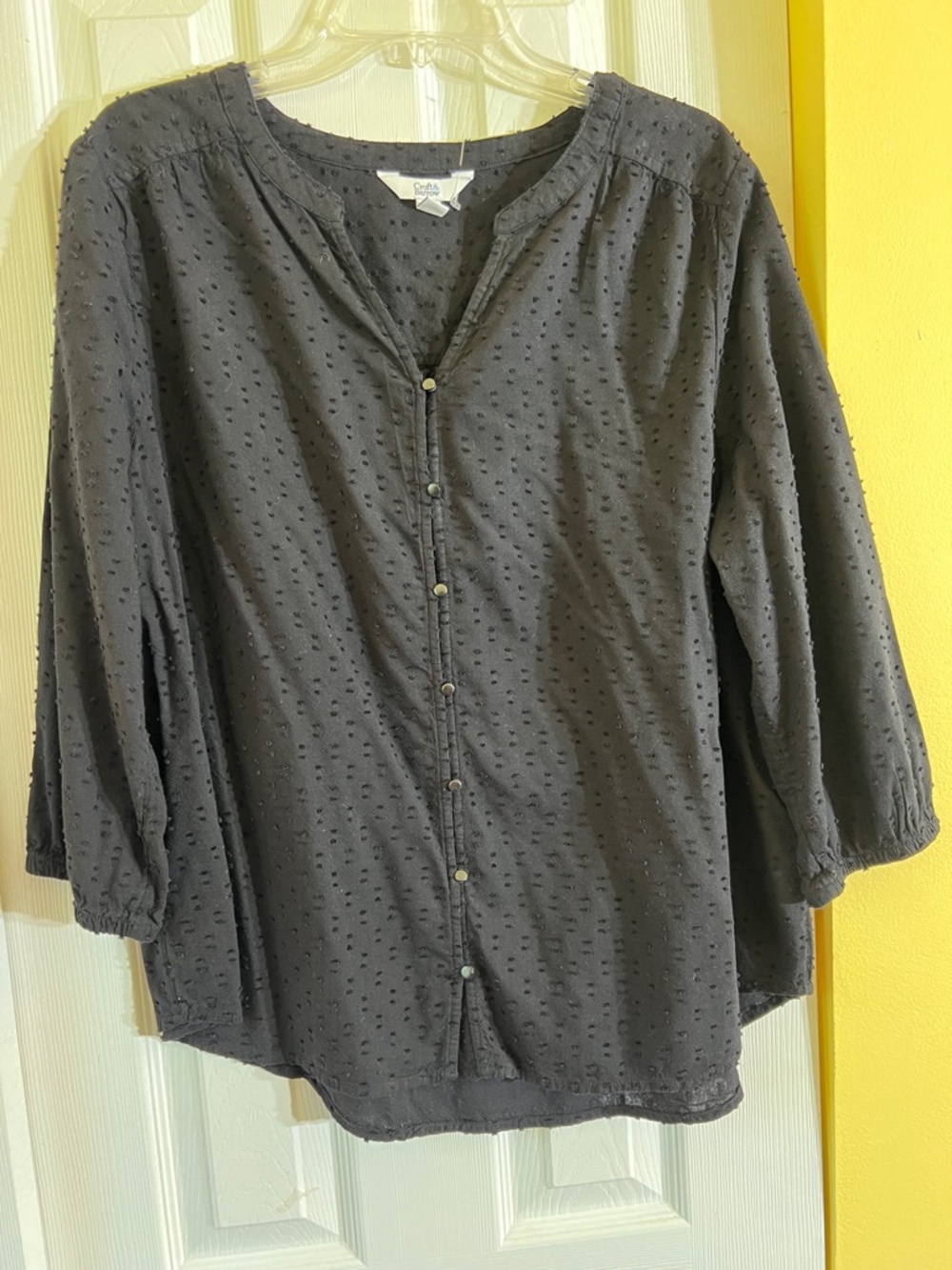 croft & barrow Black Swiss Dot Button-Front Blouse